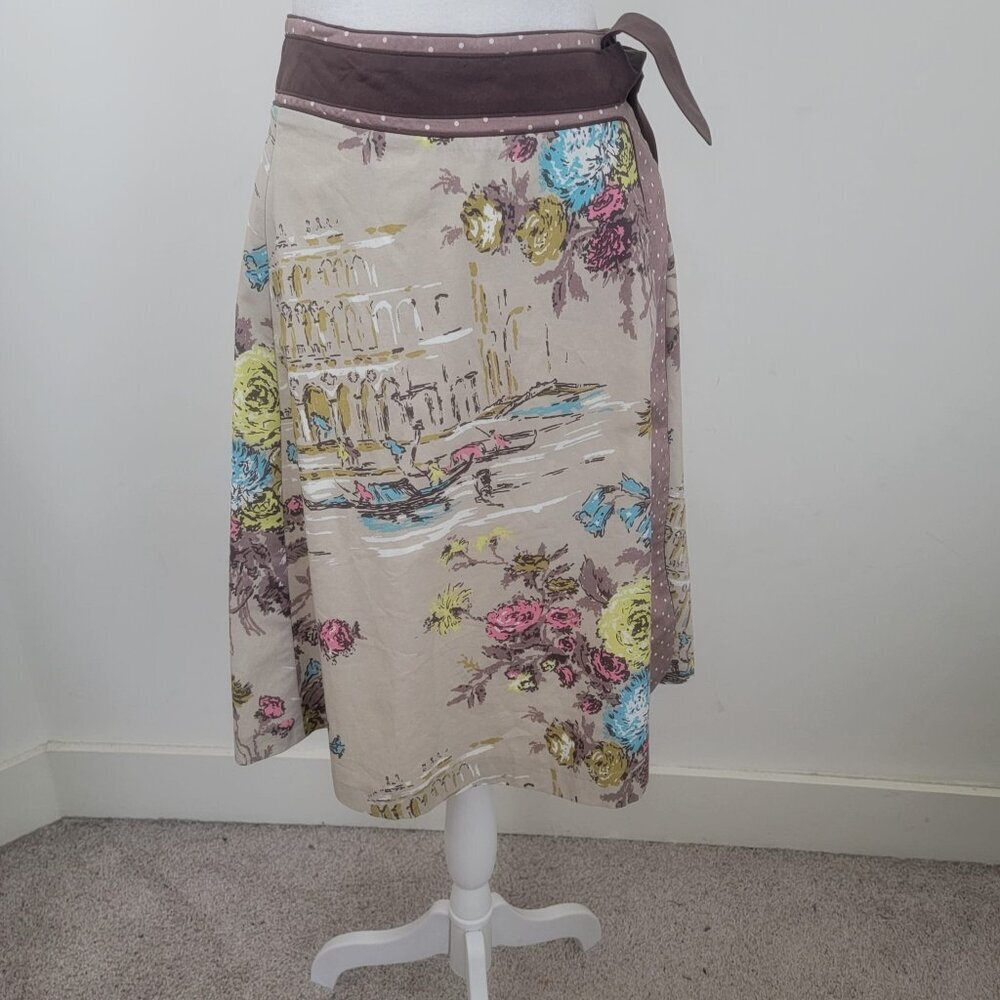 Boden Venice and Floral Print Wrap Midi Skirt Size 12